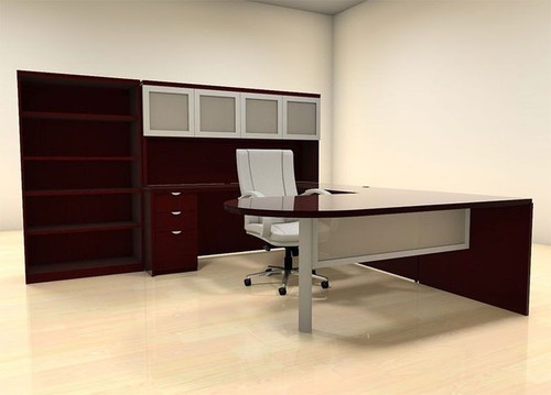 6pc U Shaped Modern Contemporary Executive Office Desk Set, #CH-JAD-U34