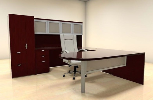 6pc U Shaped Modern Contemporary Executive Office Desk Set, #CH-JAD-U36