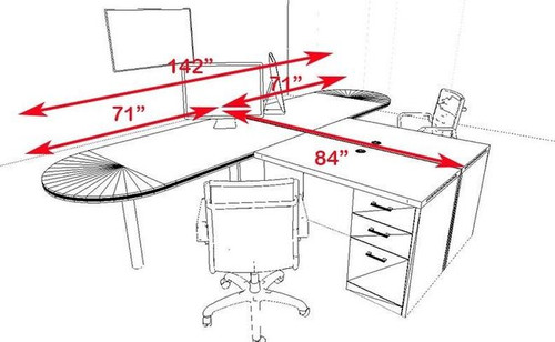 Two Persons Modern Executive Office Workstation Desk Set, #CH-AMB-S16