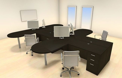 Four Persons Modern Executive Office Workstation Desk Set, #CH-AMB-S23