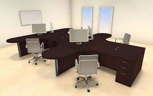 Four Persons Modern Executive Office Workstation Desk Set, #CH-AMB-S37