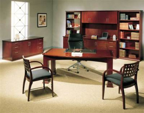 New 3 Pc All Wood Executive Office Desk Set, #CH-EME-D3