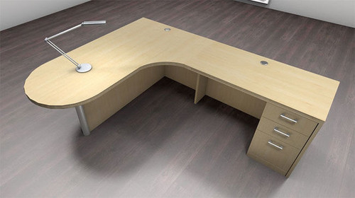 3pc L Shaped Modern Executive Office Desk Set, #CH-AMB-L12