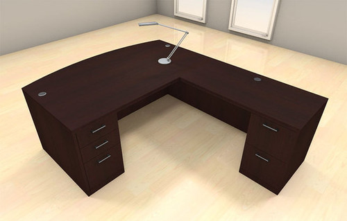 4pc L Shaped Modern Executive Office Desk Set, #CH-AMB-L23