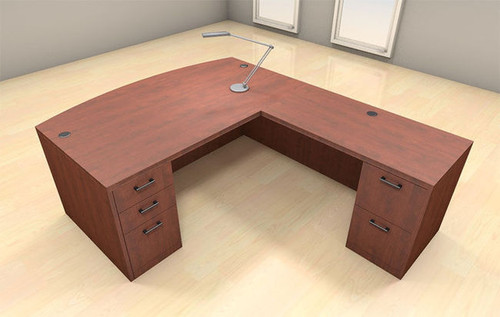 4pc L Shaped Modern Executive Office Desk Set, #CH-AMB-L25