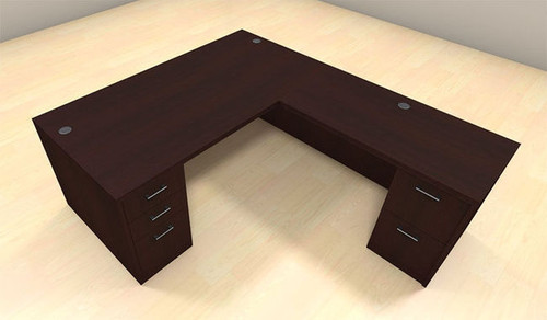 4pc L Shaped Modern Executive Office Desk Set, #CH-AMB-L28