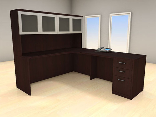 4pc L Shaped Modern Executive Office Desk Set, #CH-AMB-L7