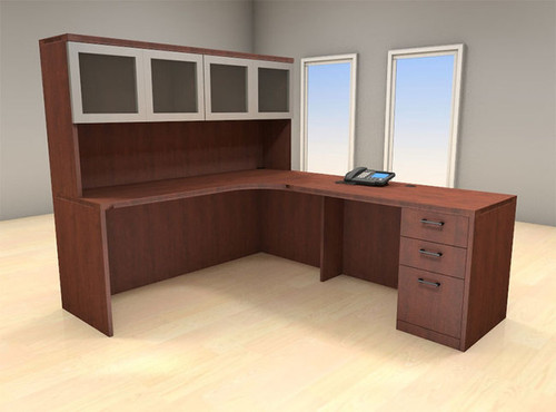 4pc L Shaped Modern Executive Office Desk Set, #CH-AMB-L9