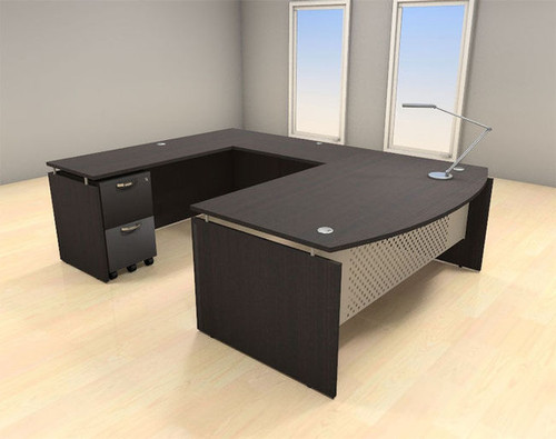 4pc U Shaped Modern Contemporary Executive Office Desk Set, #AL-SED-U3