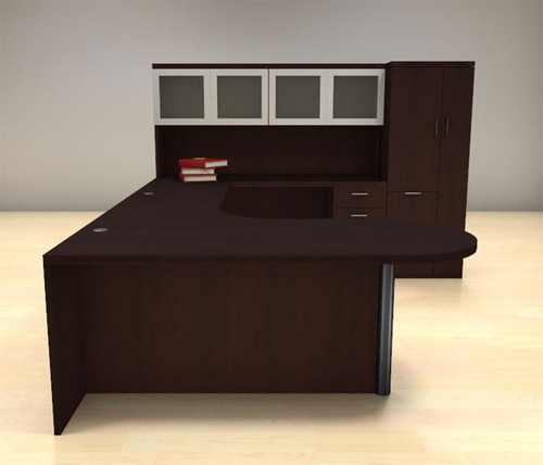 6pc U Shaped Modern Executive Office Desk Set, #CH-AMB-U18