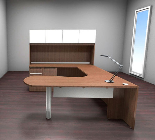 5pc U Shaped Glass Door Modern Executive Office Desk Set, #CH-VER-U1