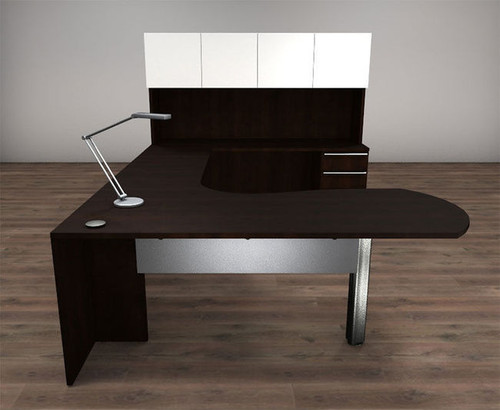 5pc U Shaped Glass Door Modern Executive Office Desk Set, #CH-VER-U12