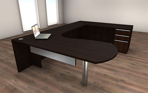 4pc U Shaped Modern Executive Office Desk Set, #CH-VER-U14