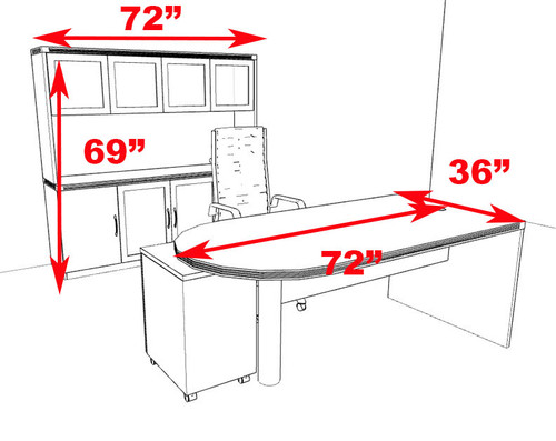 4pc Modern Contemporary Executive Office Desk Set, #RO-ABD-D25