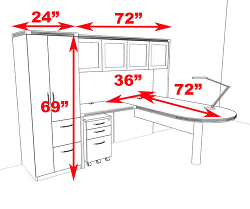 5pc Modern Contemporary L Shaped Executive Office Desk Set, #RO-ABD-L17