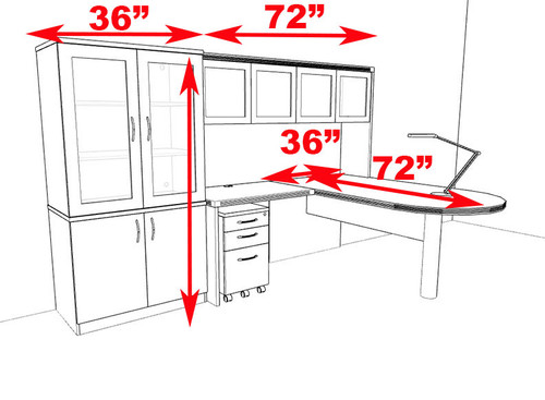 6pc Modern Contemporary L Shaped Executive Office Desk Set, #RO-ABD-L23