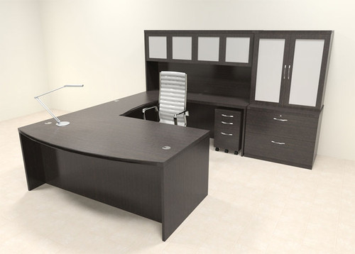 7pc Modern Contemporary U Shaped Executive Office Desk Set, #RO-ABD-U15
