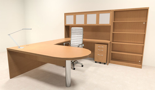 6pc Modern Contemporary U Shaped Executive Office Desk Set, #RO-ABD-U22