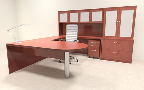 7pc Modern Contemporary U Shaped Executive Office Desk Set, #RO-ABD-U29