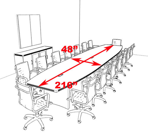 Modern Contemporary Boat Shaped 18' Feet Conference Table, #RO-ABD-C14