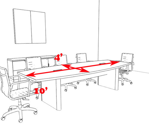 Modern Boat Shaped 10' Feet Conference Table, #OF-CON-CP4