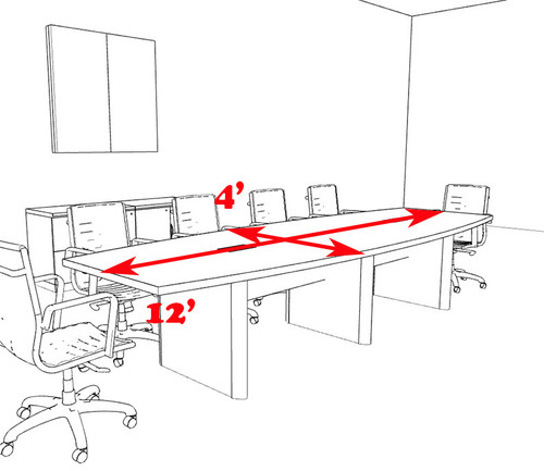 Modern Boat Shaped 12' Feet Conference Table, #OF-CON-CP8