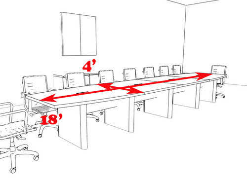 Modern Boat Shaped 18' Feet Conference Table, #OF-CON-CP24