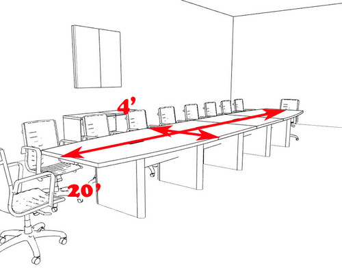 Modern Boat Shaped 20' Feet Conference Table, #OF-CON-CP26