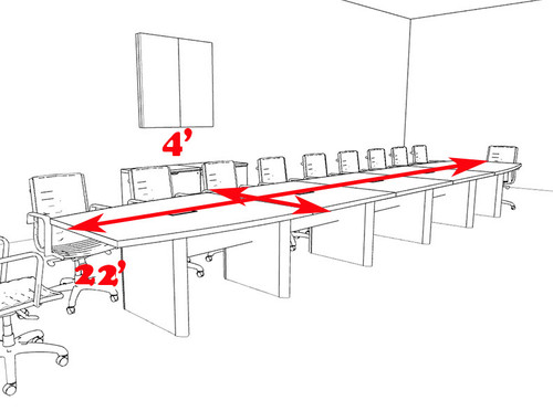 Modern Boat Shaped 22' Feet Conference Table, #OF-CON-CP32