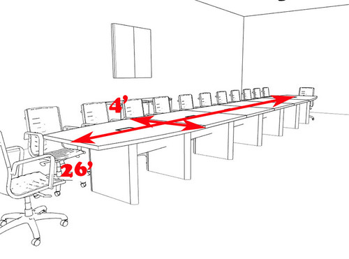 Modern Boat Shaped 26' Feet Conference Table, #OF-CON-CP44