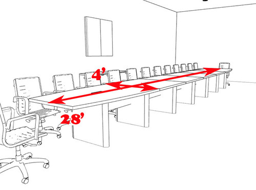 Modern Boat Shaped 28' Feet Conference Table, #OF-CON-CP49