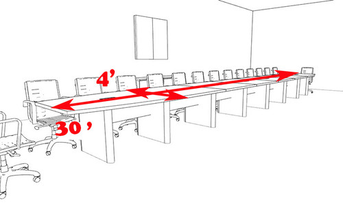 Modern Boat Shaped 30' Feet Conference Table, #OF-CON-CP51