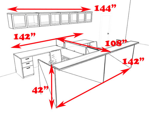 12pc 12' Feet U Shaped Glass Counter Reception Desk Set, #CH-AMB-R23