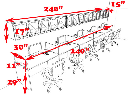 Five Person Modern Divider Office Workstation Desk Set, #CH-AMB-SP100