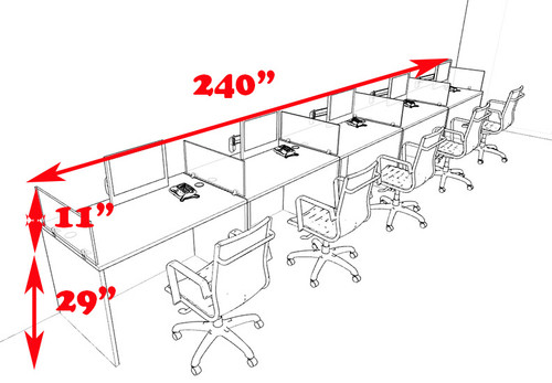 Five Person Modern Divider Office Workstation Desk Set, #CH-AMB-SP76