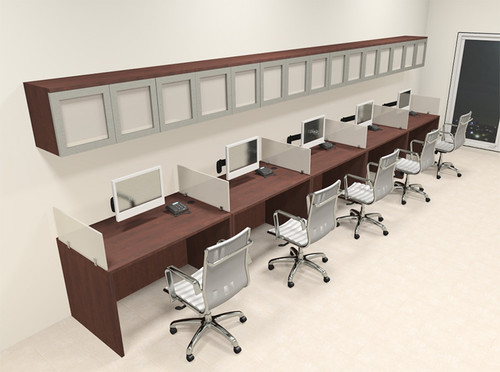 Five Person Modern Divider Office Workstation Desk Set, #CH-AMB-SP96