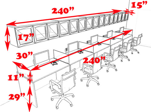 Five Person Modern Divider Office Workstation Desk Set, #CH-AMB-SP97