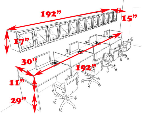 Four Person Modern Divider Office Workstation Desk Set, #CH-AMB-SP92
