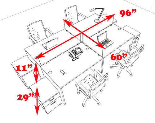 Four Persons Modern Office Divider Workstation Desk Set, #CH-AMB-FP21
