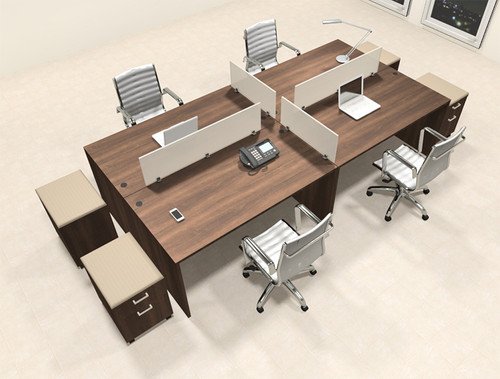 Four Persons Modern Office Divider Workstation Desk Set, #CH-AMB-FP39