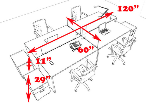 Four Persons Modern Office Divider Workstation Desk Set, #CH-AMB-FP39