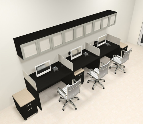 Three Person Modern Divider Office Workstation Desk Set, #CH-AMB-SP108