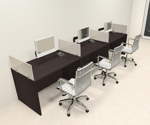 Three Person Modern Divider Office Workstation Desk Set, #CH-AMB-SP67