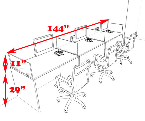 Three Person Modern Divider Office Workstation Desk Set, #CH-AMB-SP67