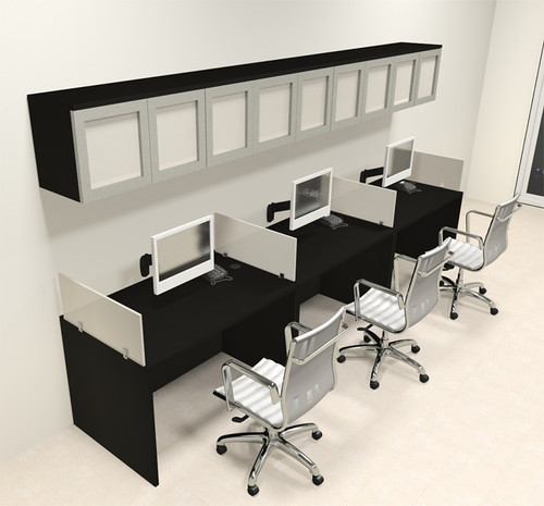 Three Person Modern Divider Office Workstation Desk Set, #CH-AMB-SP88