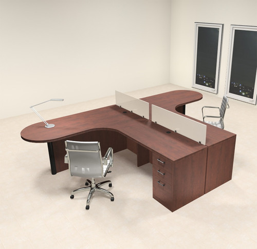 Two Person L Shaped Modern Divider Office Workstation Desk Set, #CH-AMB-SP1