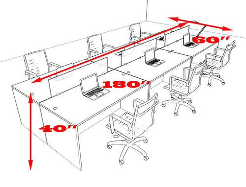 Six Person Modern Divider Office Workstation Desk Set, #OT-SUL-FP12
