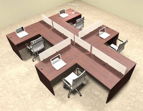 Four Person L Shaped Divider Office Workstation Desk Set, #OT-SUL-SP46