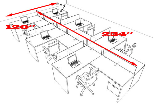 Six Person L Shaped Divider Office Workstation Desk Set, #OT-SUL-SP61