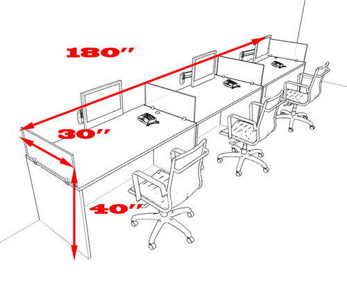 Three Person Divider Modern Office Workstation Desk Set, #OT-SUL-SP8